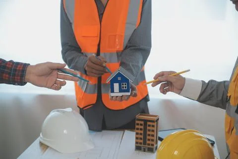 Construction and structure concept of Engineer or architect meeting for pro.. Stock Photos