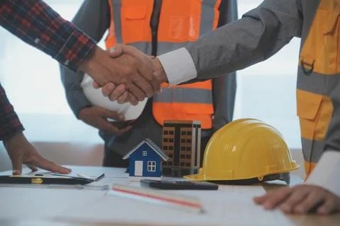 Construction and structure concept of Engineer or architect meeting for pro.. Stock Photos