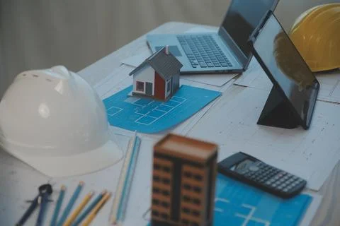 Construction and structure concept of Engineer or architect meeting for pro.. Stock Photos