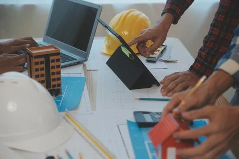 Construction and structure concept of Engineer or architect meeting for pro.. Stock Photos