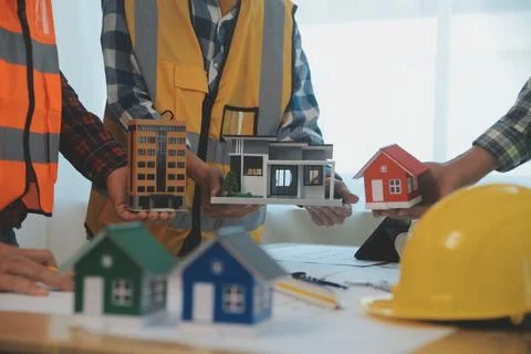 Construction and structure concept of Engineer or architect meeting for pro.. Stock Photos