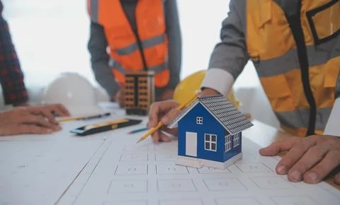 Construction and structure concept of Engineer or architect meeting for pro.. Stock Photos