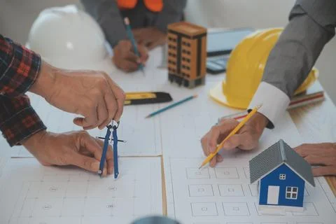 Construction and structure concept of Engineer or architect meeting for pro.. Stock Photos