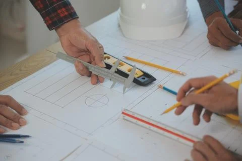 Construction and structure concept of Engineer or architect meeting for pro.. Stock Photos