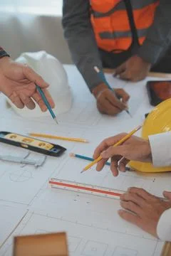 Construction and structure concept of Engineer or architect meeting for pro.. Stock Photos