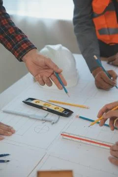 Construction and structure concept of Engineer or architect meeting for pro.. Stock Photos
