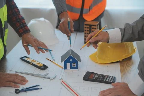 Construction and structure concept of Engineer or architect meeting for pro.. Stock Photos
