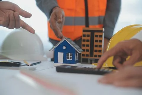Construction and structure concept of Engineer or architect meeting for pro.. Stock Photos
