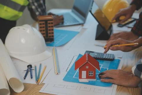 Construction and structure concept of Engineer or architect meeting for pro.. Stock Photos