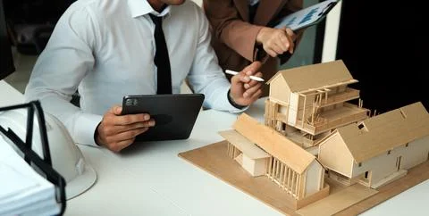 Construction and structure concept of Engineer or architect meeting for pro.. Stock Photos