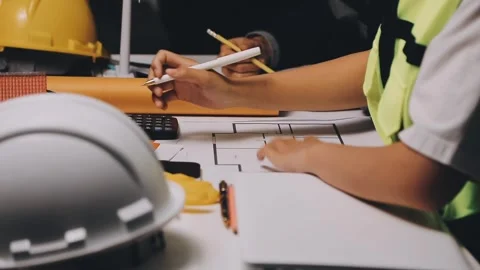 Construction and structure of Engineer or architect meeting for project wor.. Stock Footage 333275382