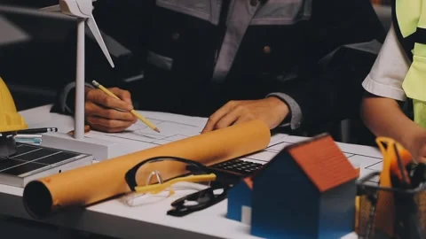 Construction and structure of Engineer or architect meeting for project wor.. Stock Footage 333275389