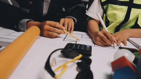 Construction and structure of Engineer or architect meeting for project wor.. Stock Footage 333275392