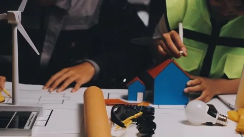 Construction and structure of Engineer or architect meeting for project wor.. Stock Footage 333275406