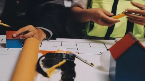 Construction and structure of Engineer or architect meeting for project wor.. Stock Footage 333275409