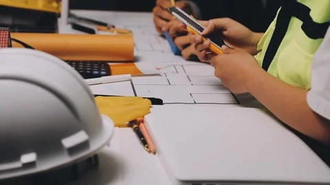 Construction and structure of Engineer or architect meeting for project wor.. Stock Footage 333275413