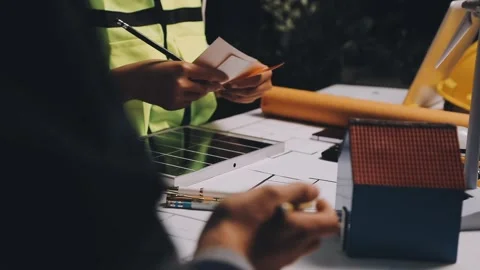 Construction and structure of Engineer or architect meeting for project wor.. Stock Footage 333275436