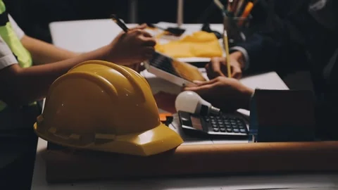 Construction and structure of Engineer or architect meeting for project wor.. Stock Footage 333275441