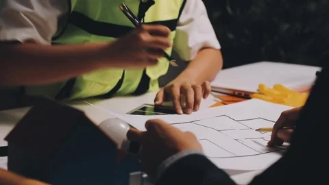 Construction and structure of Engineer or architect meeting for project wor.. Stock Footage 333275454