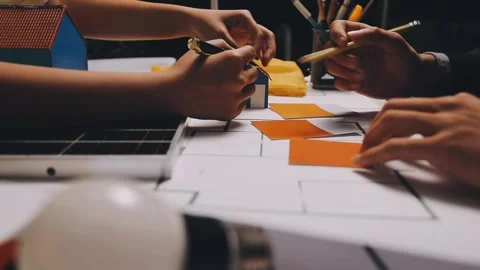 Construction and structure of Engineer or architect meeting for project wor.. Stock Footage 333275464