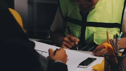 Construction and structure of Engineer or architect meeting for project wor.. Stock Footage 333275468