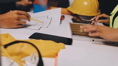 Construction and structure of Engineer or architect meeting for project wor.. Stock Footage 333275469