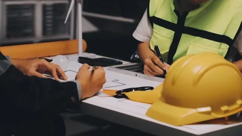 Construction and structure of Engineer or architect meeting for project wor.. Stock Footage 333275477