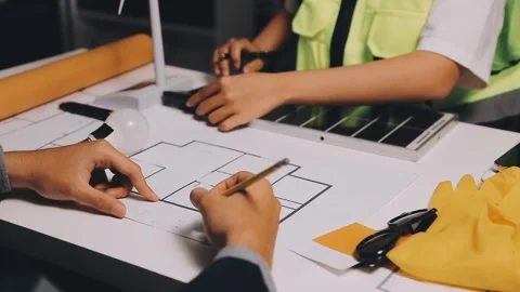 Construction and structure of Engineer or architect meeting for project wor.. Stock Footage 333275481