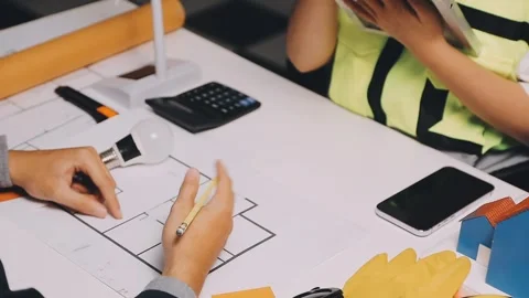 Construction and structure of Engineer or architect meeting for project wor.. Stock Footage 333275486