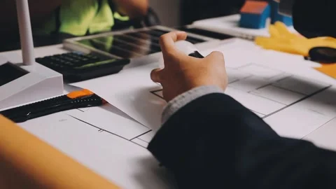 Construction and structure of Engineer or architect meeting for project wor.. Stock Footage 333275488