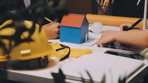 Construction and structure of Engineer or architect meeting for project wor.. Stock Footage 333275494