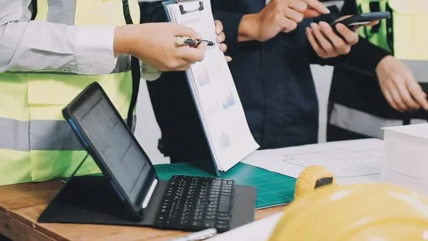 Construction and structure of Engineer or architect meeting for project wor.. Stock Footage 333275541