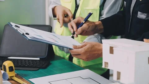 Construction and structure of Engineer or architect meeting for project wor.. Stock Footage 333275555