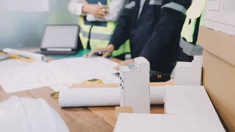 Construction and structure of Engineer or architect meeting for project wor.. Stock Footage 333275565