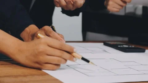 Construction and structure of Engineer or architect meeting for project wor.. Stock Footage 333275570