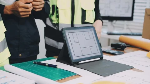 Construction and structure of Engineer or architect meeting for project wor.. Stock Footage 333275575