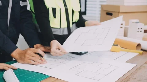 Construction and structure of Engineer or architect meeting for project wor.. Stock Footage 333275579