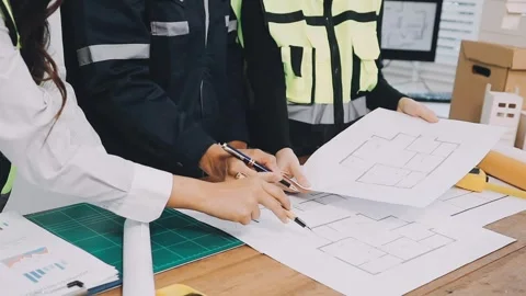 Construction and structure of Engineer or architect meeting for project wor.. Stock Footage 333275584