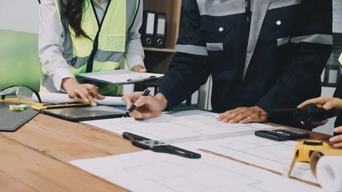 Construction and structure of Engineer or architect meeting for project wor.. Stock Footage 333275592