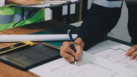 Construction and structure of Engineer or architect meeting for project wor.. Stock Footage 333275595