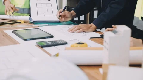 Construction and structure of Engineer or architect meeting for project wor.. Stock Footage 333275596