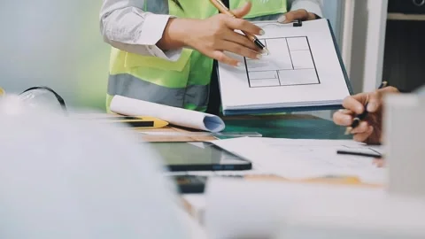 Construction and structure of Engineer or architect meeting for project wor.. Stock Footage 333275599