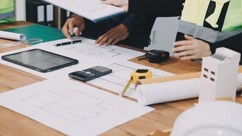 Construction and structure of Engineer or architect meeting for project wor.. Stock Footage 333275620