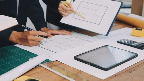 Construction and structure of Engineer or architect meeting for project wor.. Stock Footage 333275624