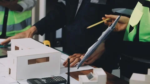 Construction and structure of Engineer or architect meeting for project wor.. Stock Footage 333275637