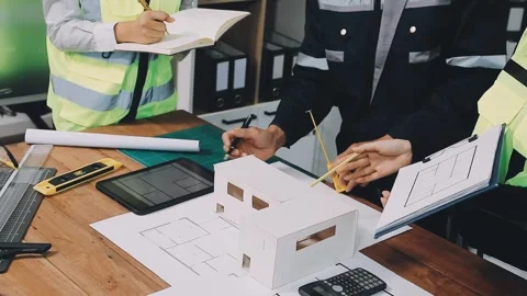 Construction and structure of Engineer or architect meeting for project wor.. Stock Footage 333275648
