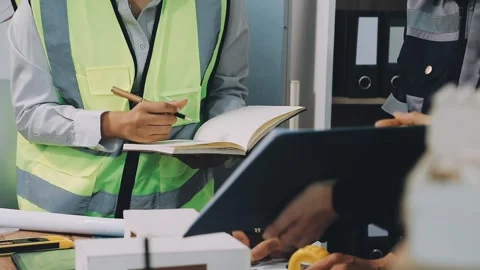 Construction and structure of Engineer or architect meeting for project wor.. Stock Footage 333275671