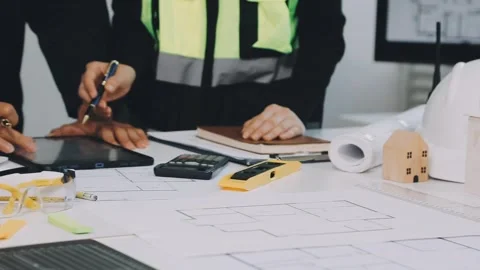 Construction and structure of Engineer or architect meeting for project wor.. Stock Footage 333275678