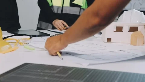 Construction and structure of Engineer or architect meeting for project wor.. Stock Footage 333275680