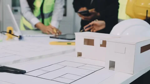Construction and structure of Engineer or architect meeting for project wor.. Stock Footage 333275683